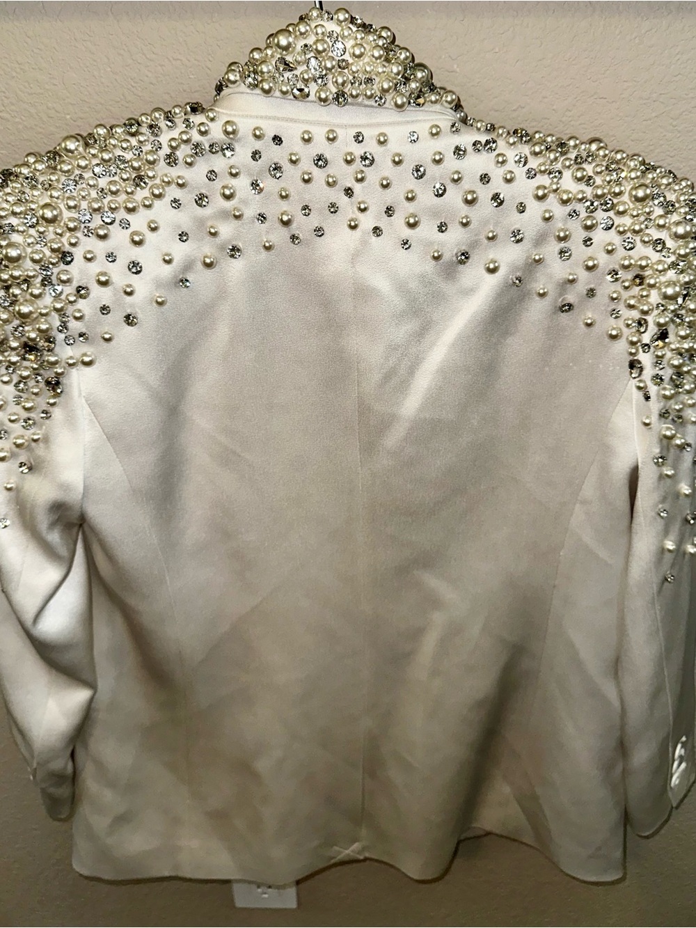 Alice + Olivia Ivory Pearl & Crystal Embellished Blazer Jacket - Picture 15 of 16